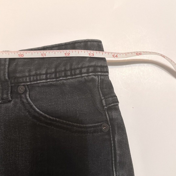 Free People Jeans Womens Size 25 Black Denim Pants Raw Hem Distressed 27x24 - Picture 6 of 8